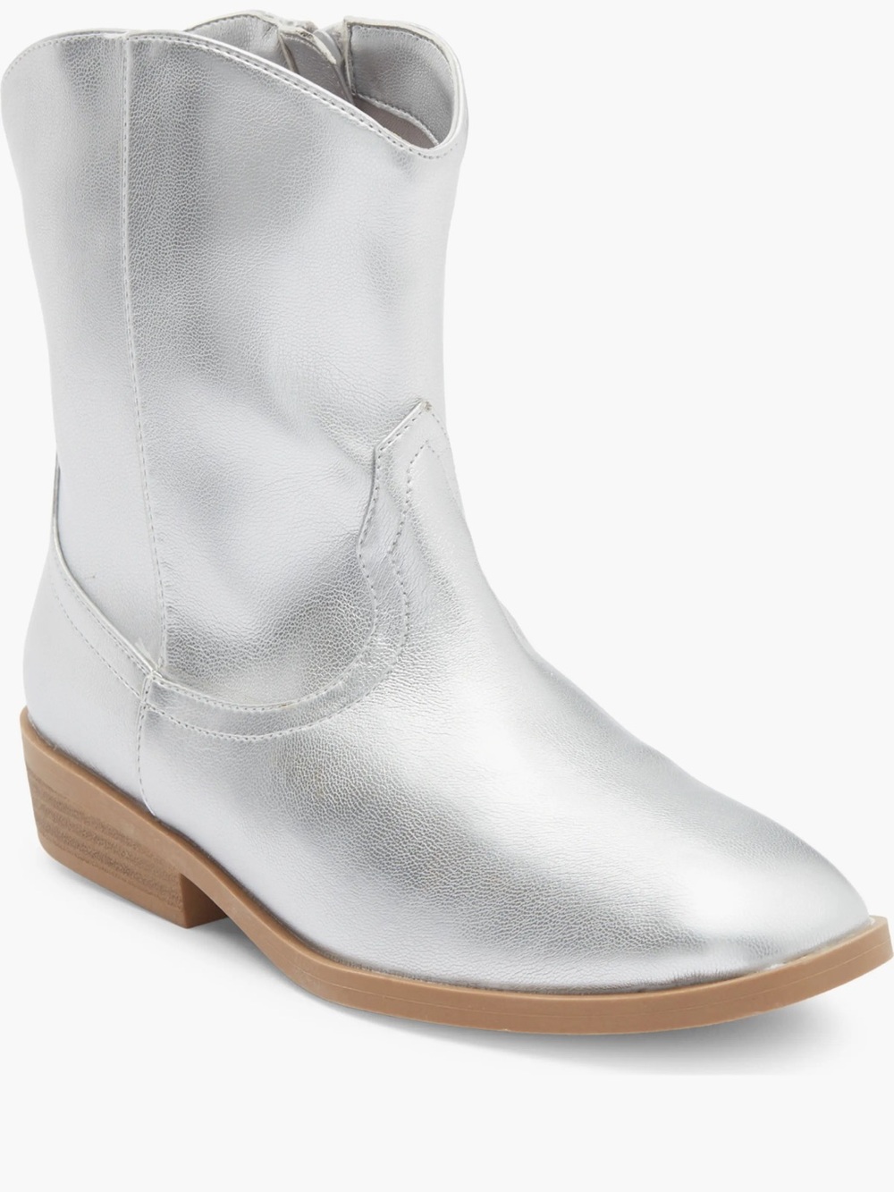 DV by Dolce Vita Kids Metallic Silver Western Boots with Zipper Size 4